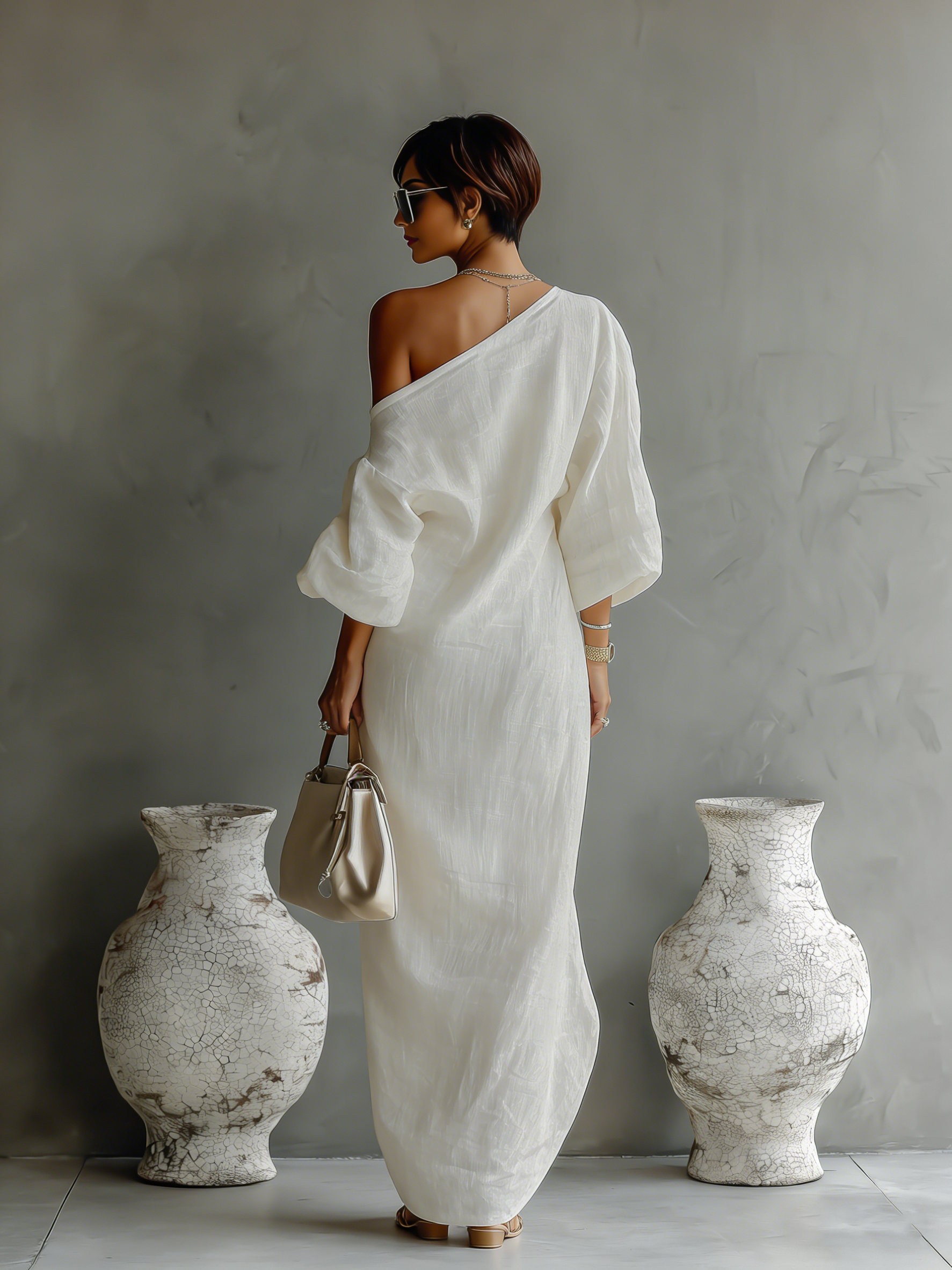 Clara™ | Graceful Off-Shoulder Linen Dress