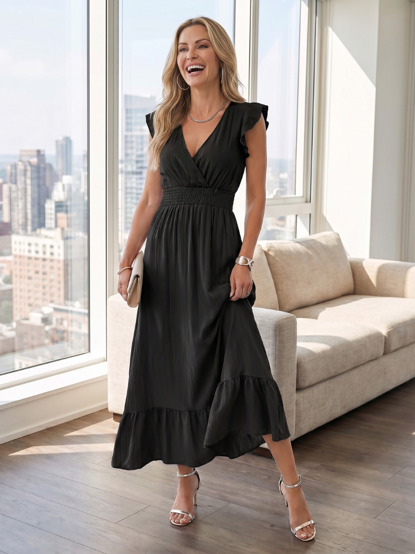 Lila™ | Charming Ruffle Sleeve Midi Dress