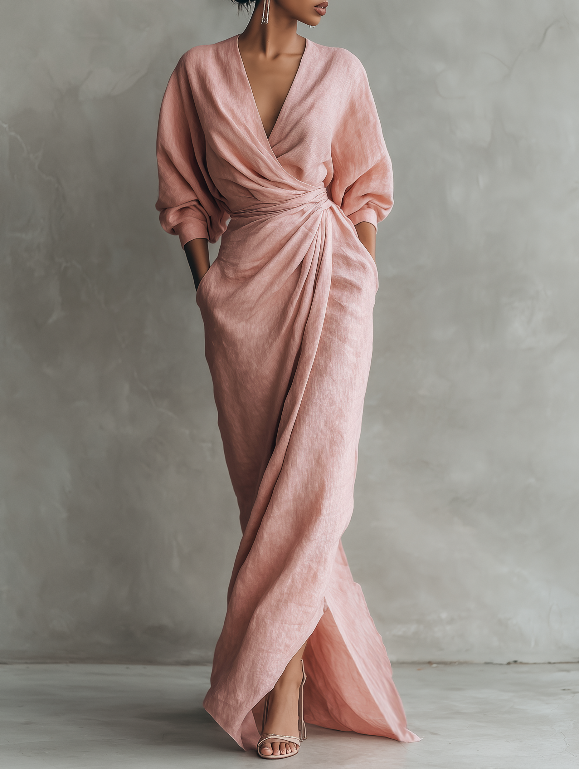 Lila™ | Chic Pink Linen Maxi Dress
