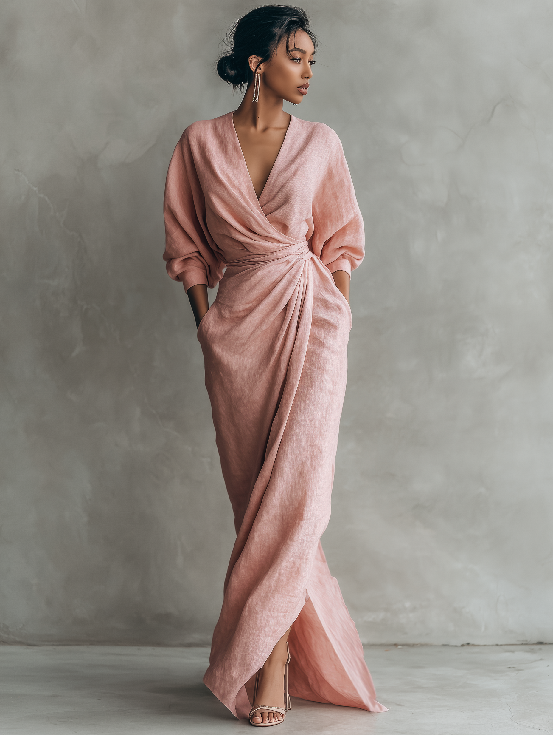 Lila™ | Chic Pink Linen Maxi Dress