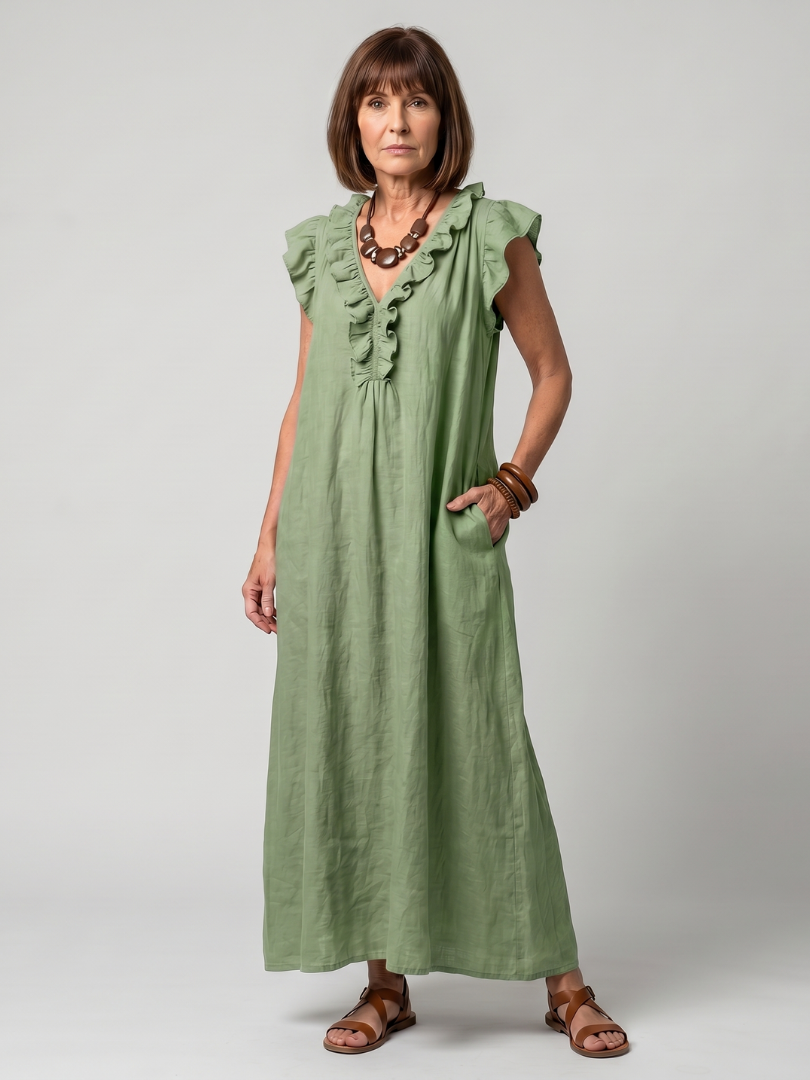 Lila™ | Chic Ruffle Midi Dress for Effortless Elegance