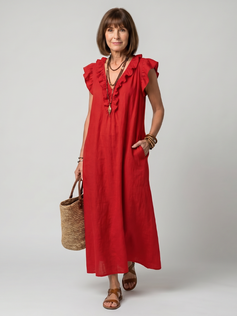Lila™ | Chic Ruffle Midi Dress for Effortless Elegance