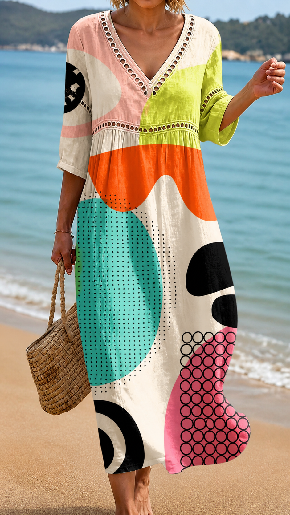 Colourful Abstract Print Beach Dress