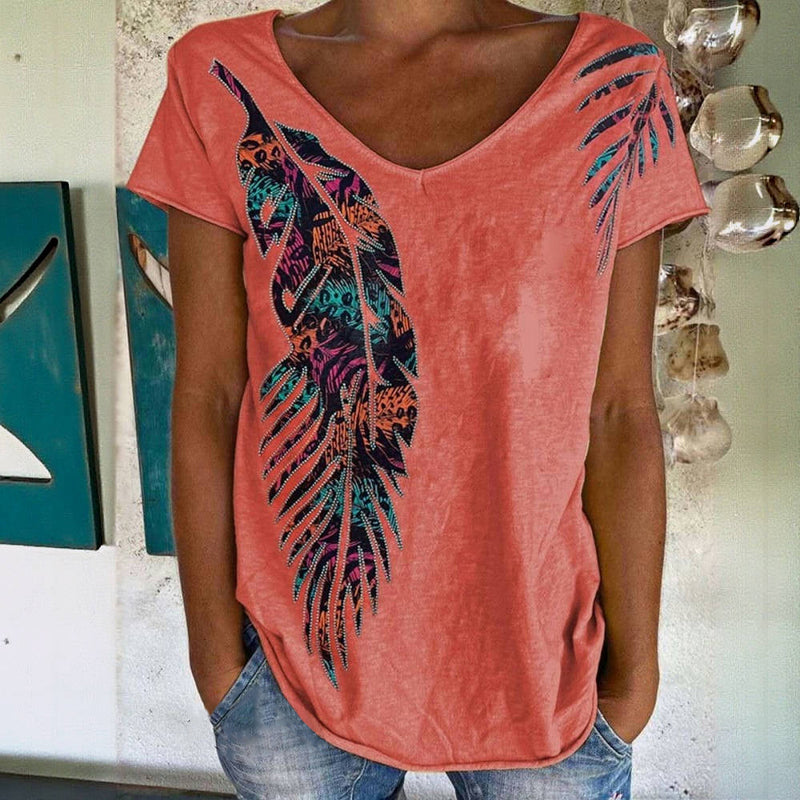 Lila™ | Vintage Leaf Print Tee for Effortless Style