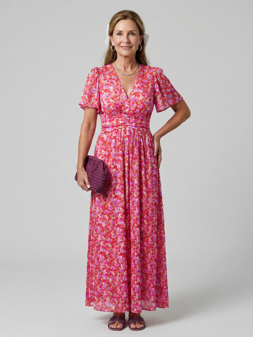 Cecily™ | Charming Floral Midi Dress for Effortless Elegance