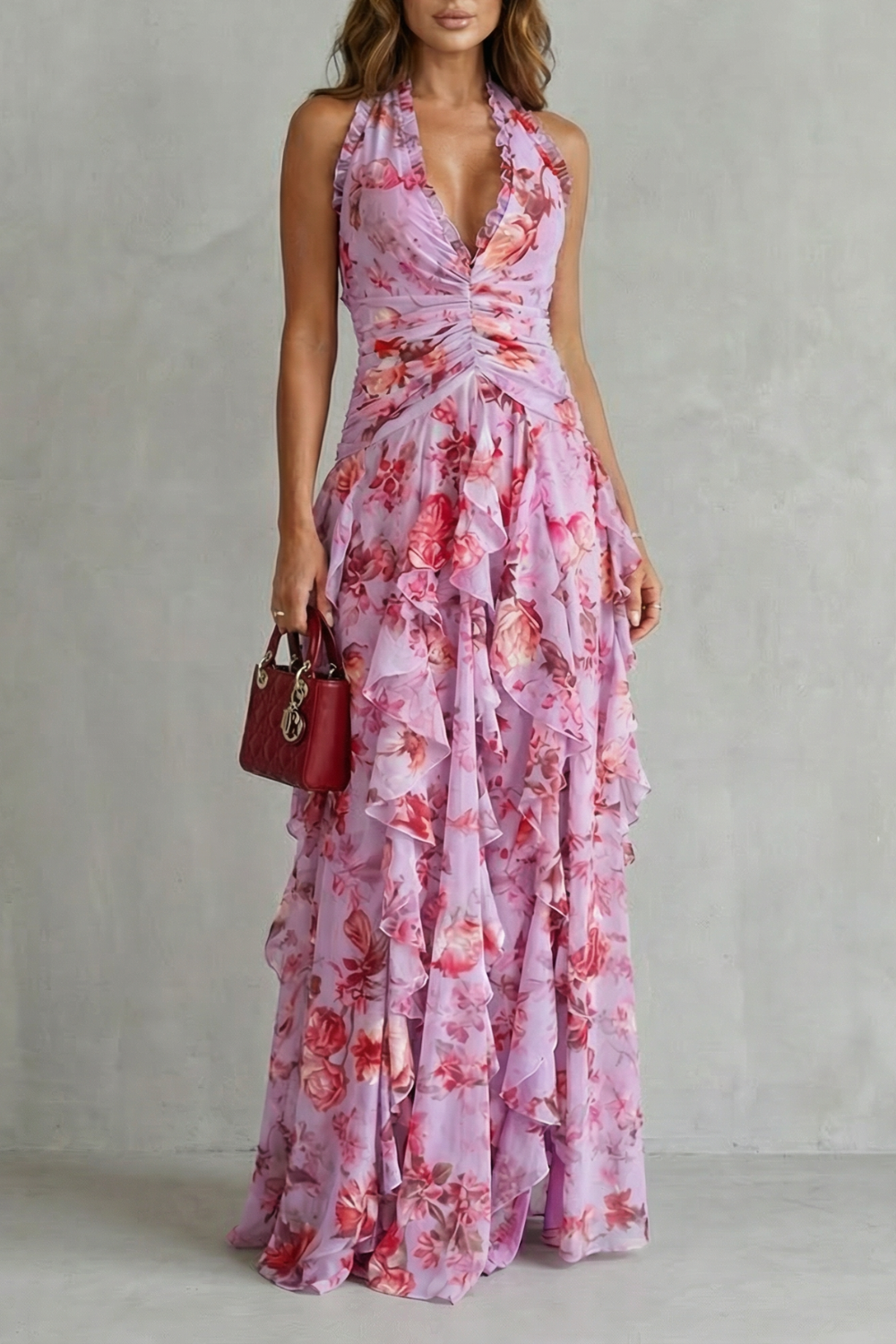 Bella - Flowing Halter Maxi Dress