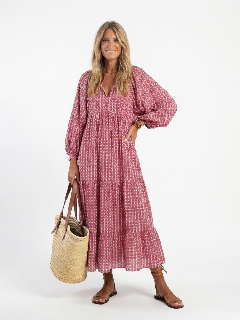 Isabelle™ | Chic Geometric Print Midi Dress