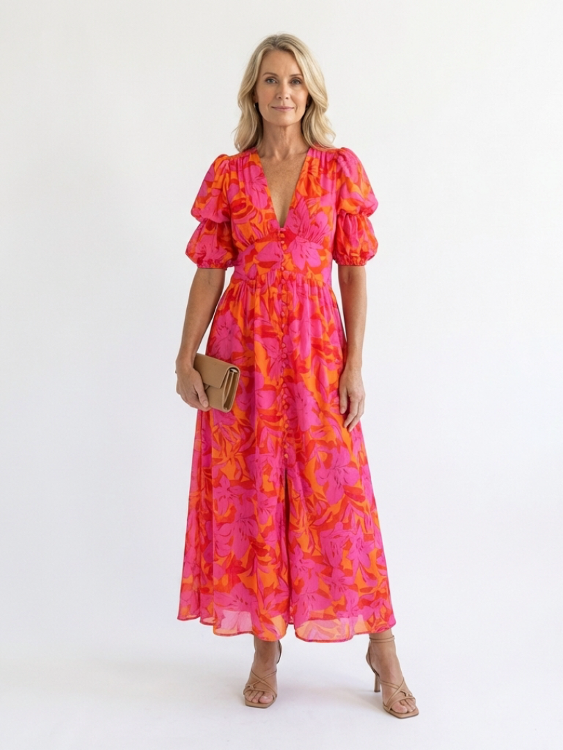 Lila™ | Chic Floral Midi Dress for Effortless Elegance