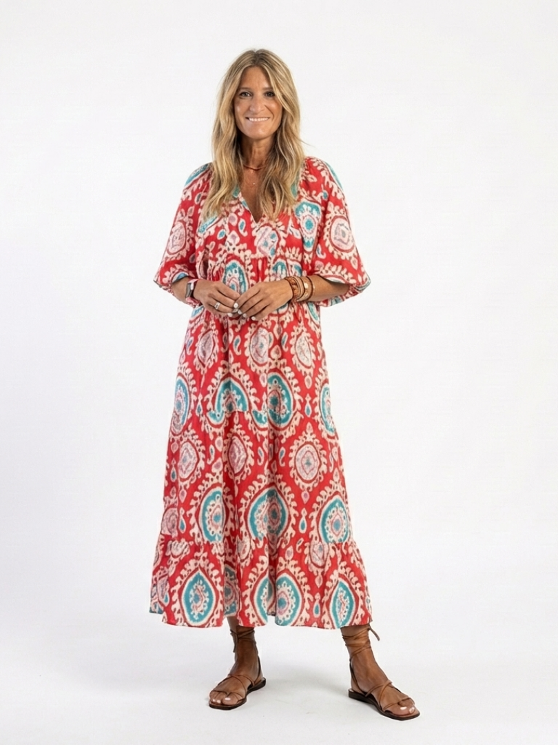 Lila™ | Chic Paisley Print Midi Dress for Effortless Elegance