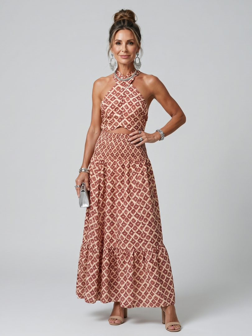 Verity™ | Chic Geometric Cutout Midi Dress