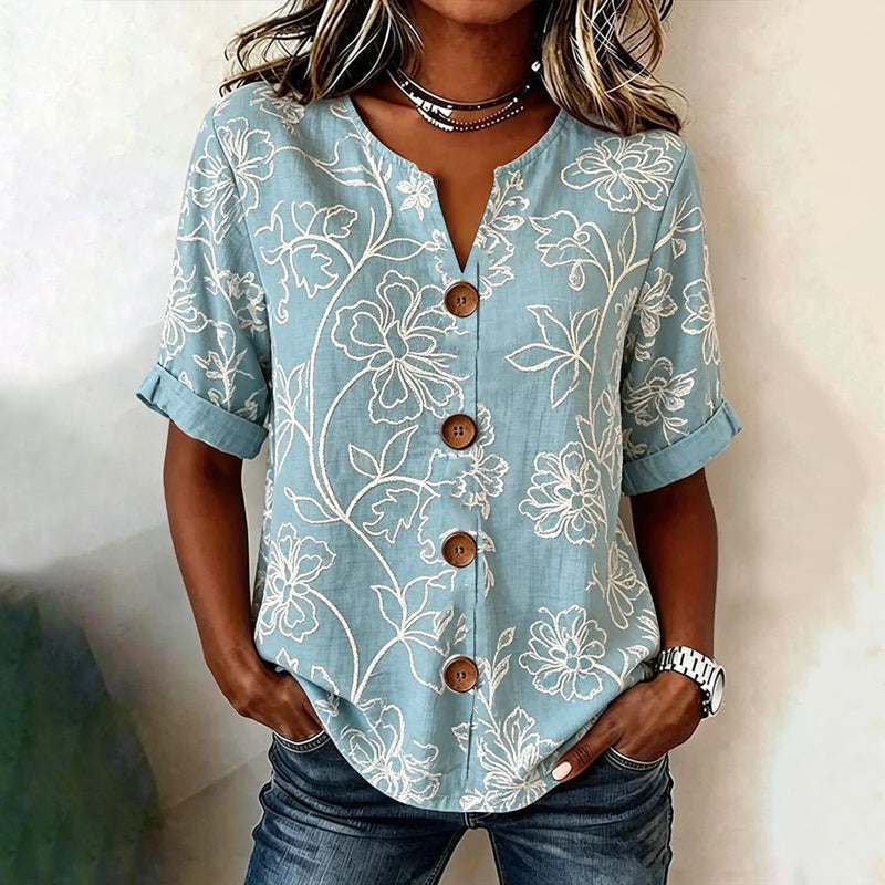 Clara™ | Timeless Floral Silk Blouse