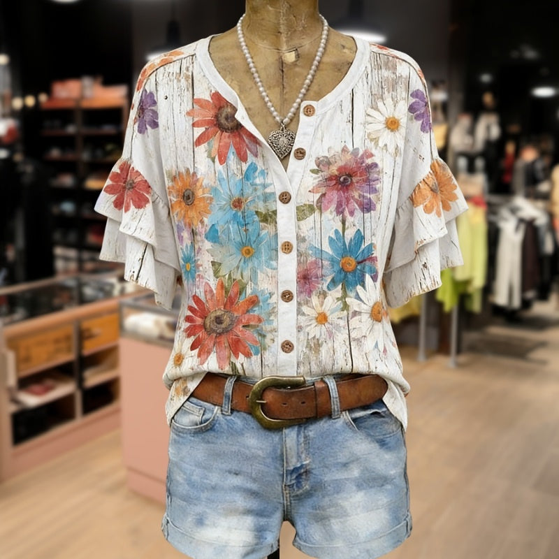 Lila™ | Graceful Floral Chiffon Blouse