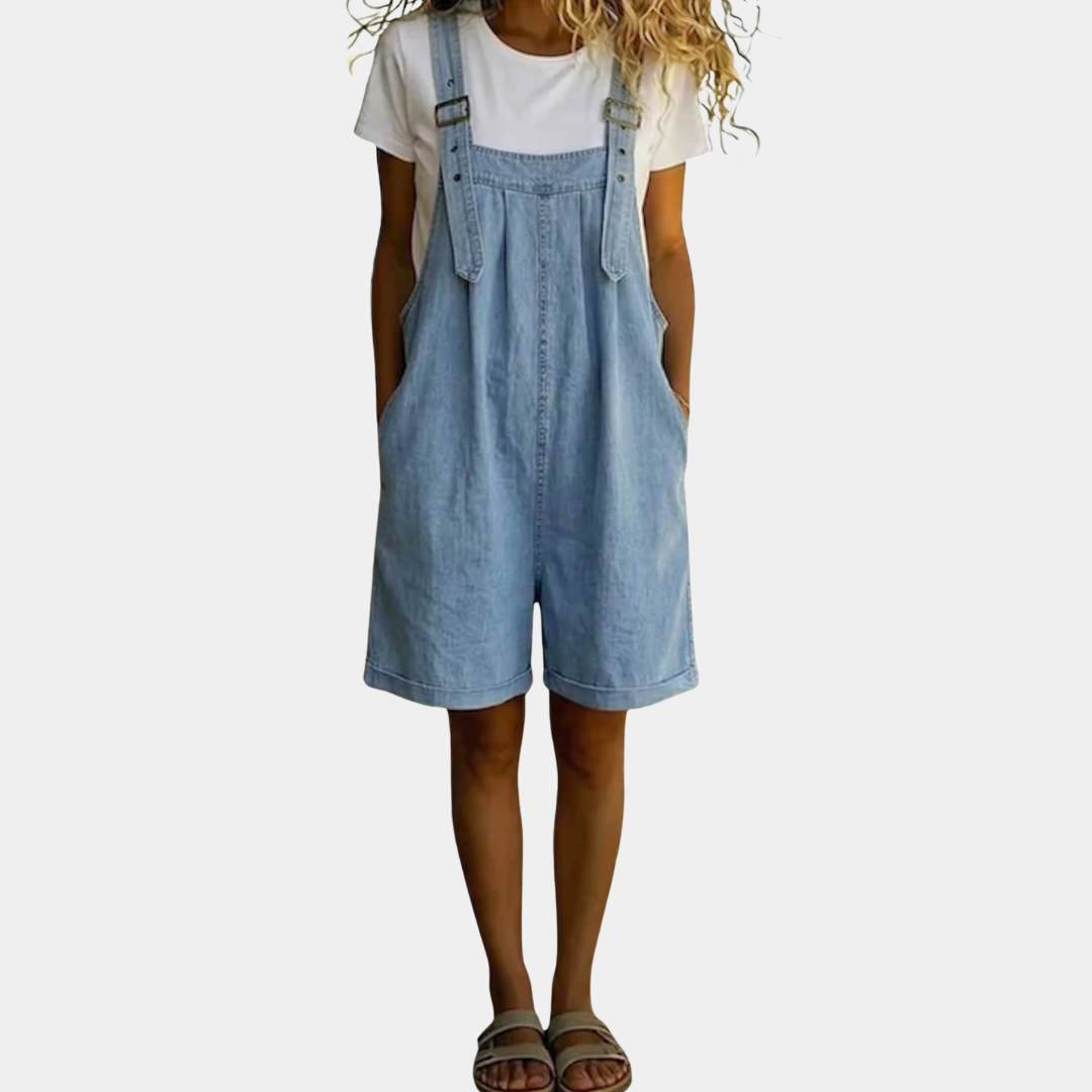 Clara™ | Light Blue Denim Short Dungarees
