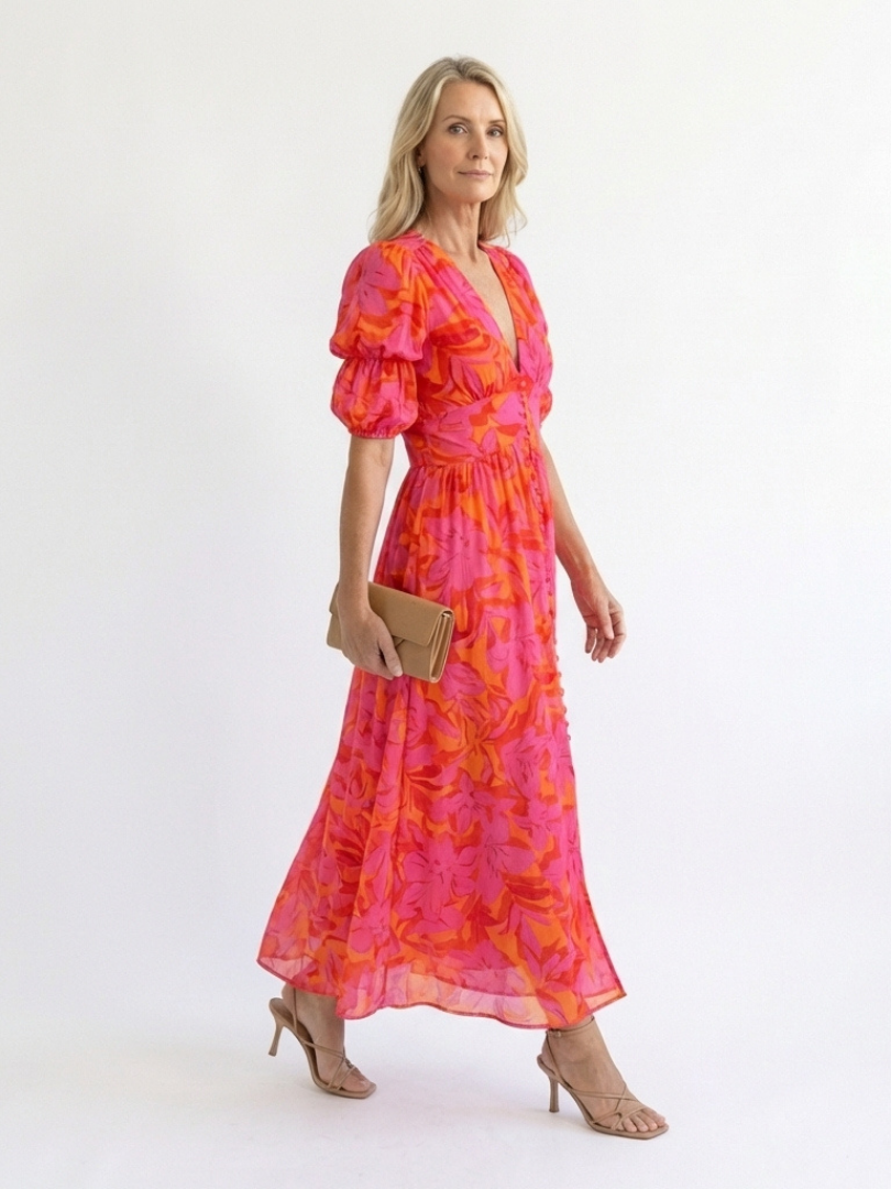 Lila™ | Chic Floral Midi Dress for Effortless Elegance