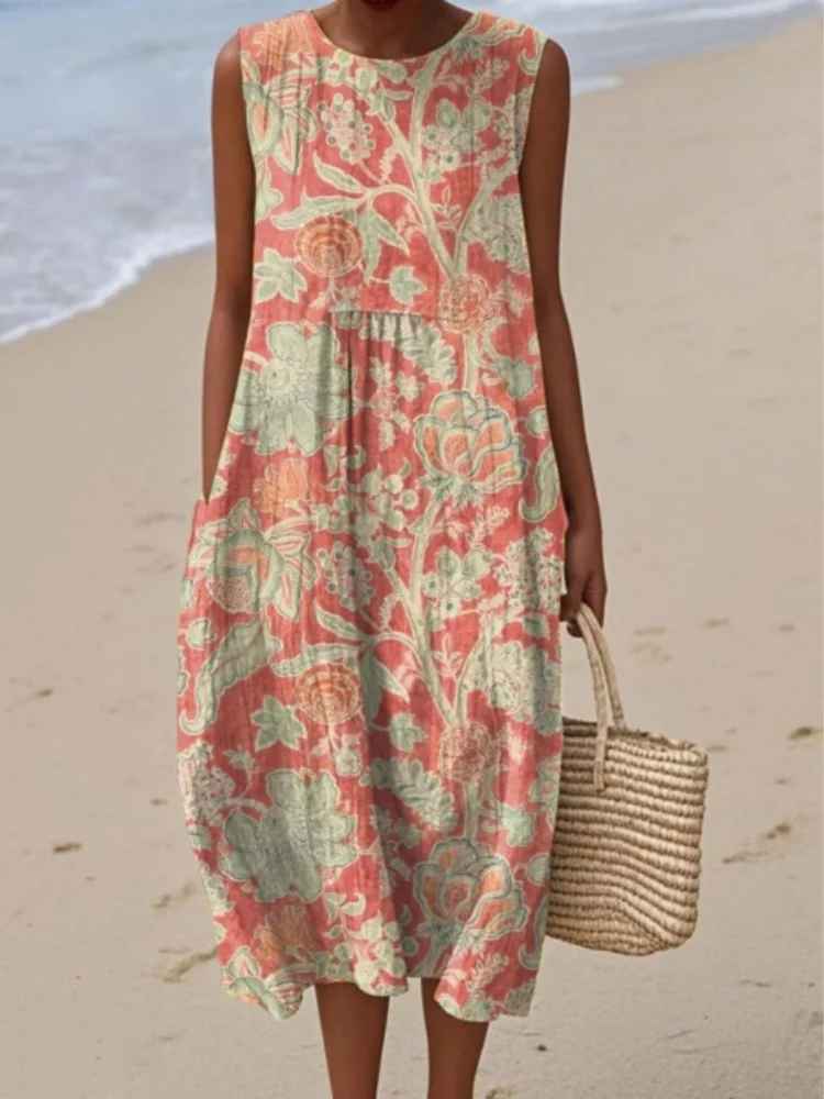 Isabella™ | Graceful Coral Floral Dress