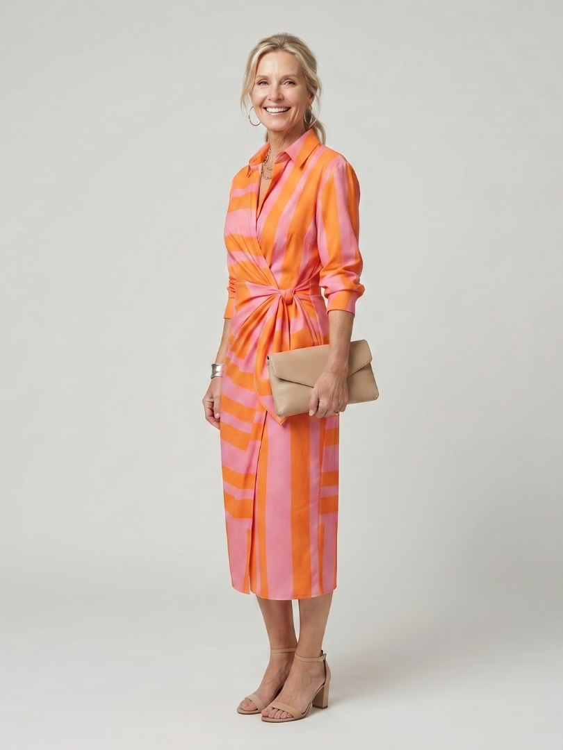 Imogen™ | Chic Stripe Midi Dress for Effortless Elegance