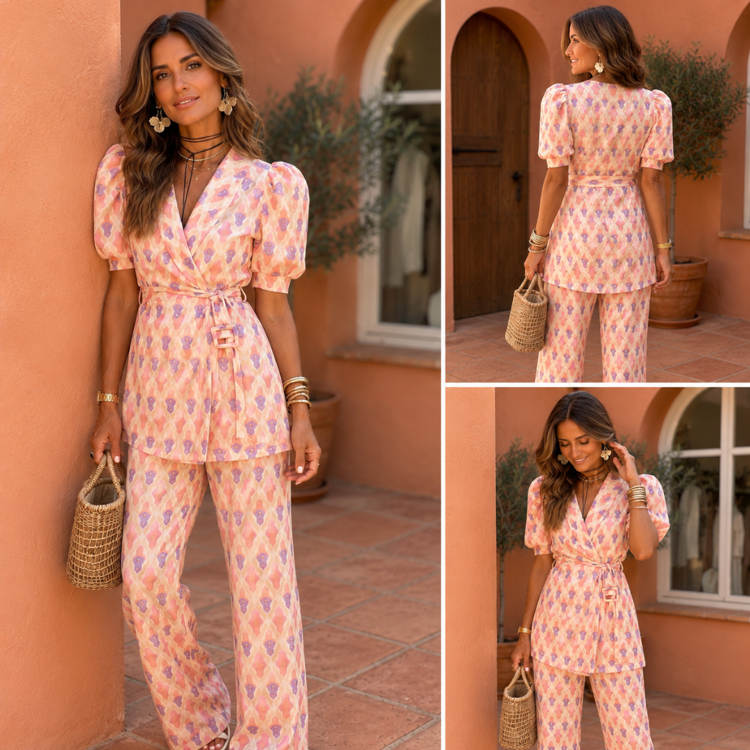 Isabella™ | Chic Printed Blazer and Flared Trousers for Effortless Elegance