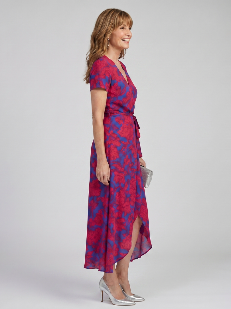 Phoebe™ | Floral Wrap Midi Dress for Effortless Elegance