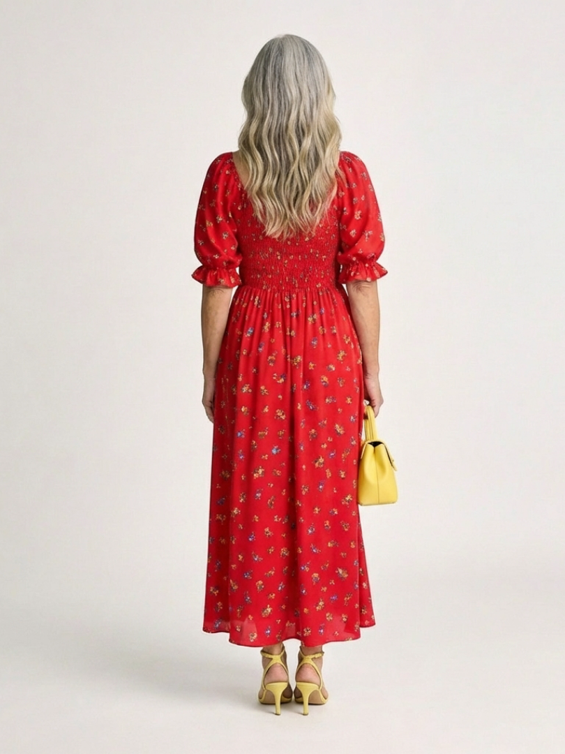 Delphine™ | Chic Floral Midi Dress for Effortless Elegance