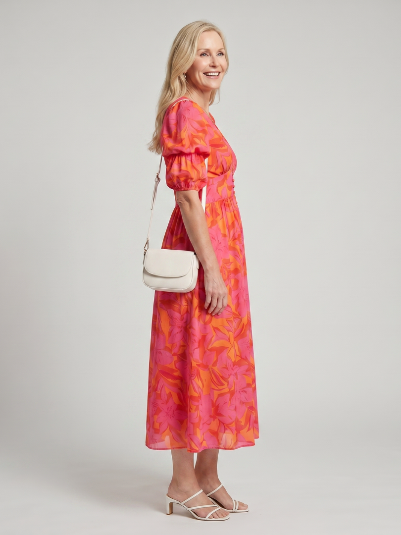 Rosalind™ | Chic Floral Midi Dress for Effortless Elegance