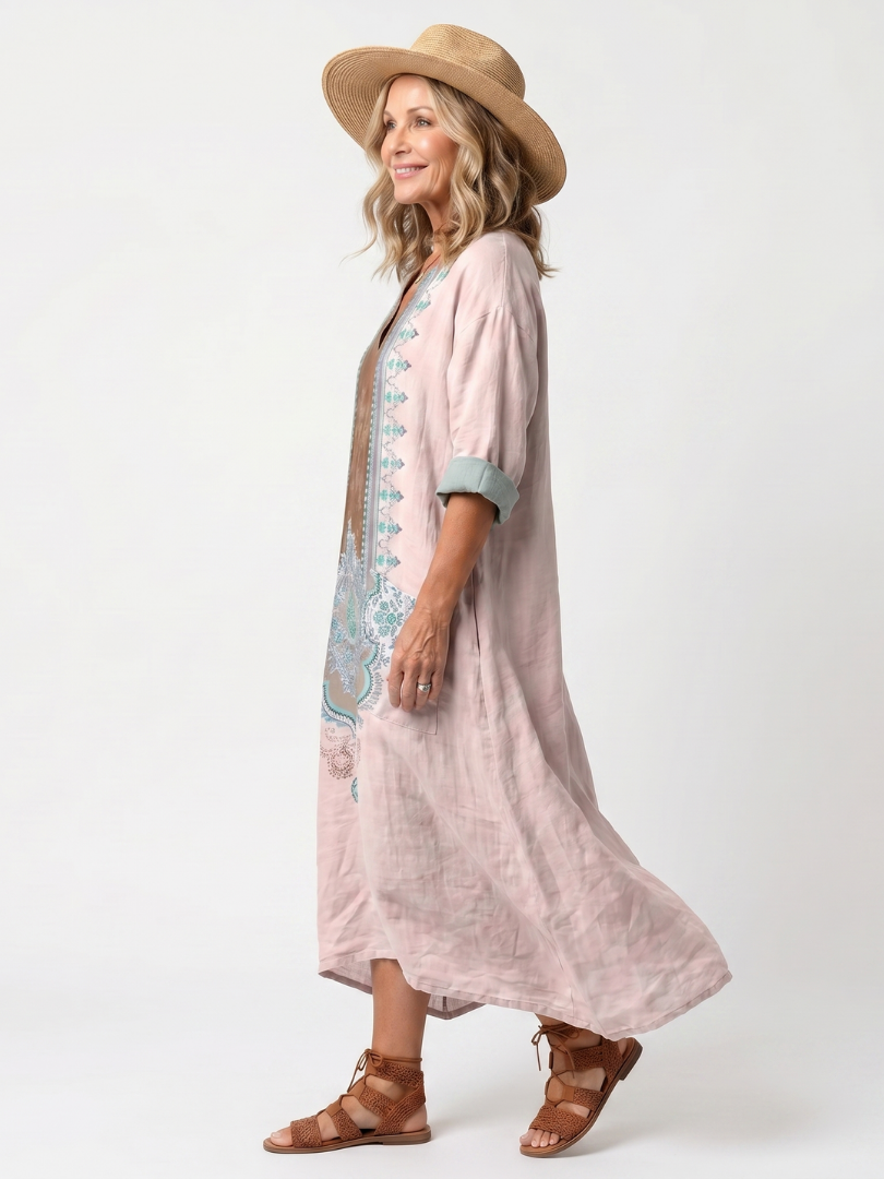 Lila™ | Embroidered Midi Dress for Effortless Elegance