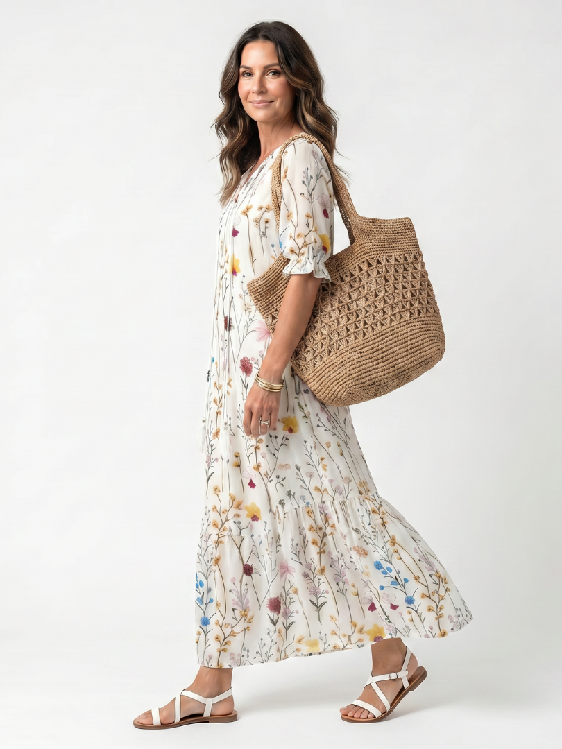 Sylvie™ | Graceful Botanical Midi Dress