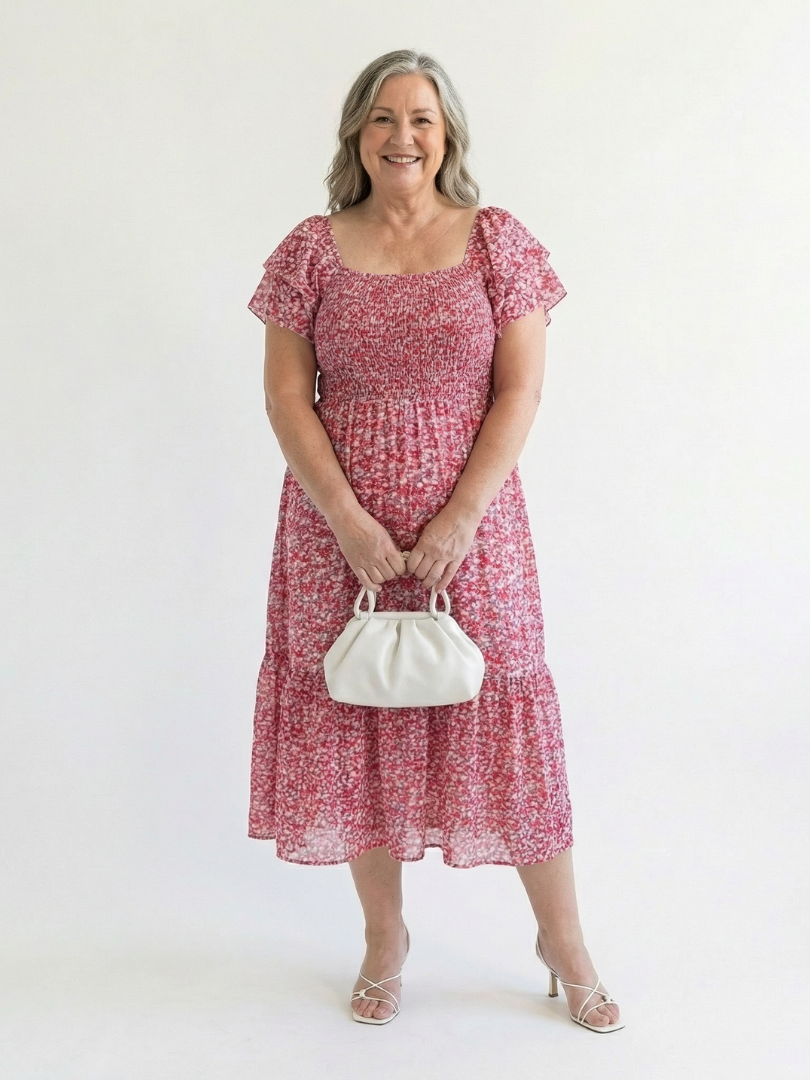 Odette™ | Chic Off-Shoulder Floral Midi Dress