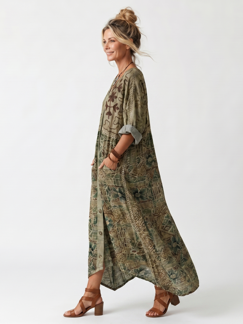 Lila™ | Chic Embroidered Midi Dress