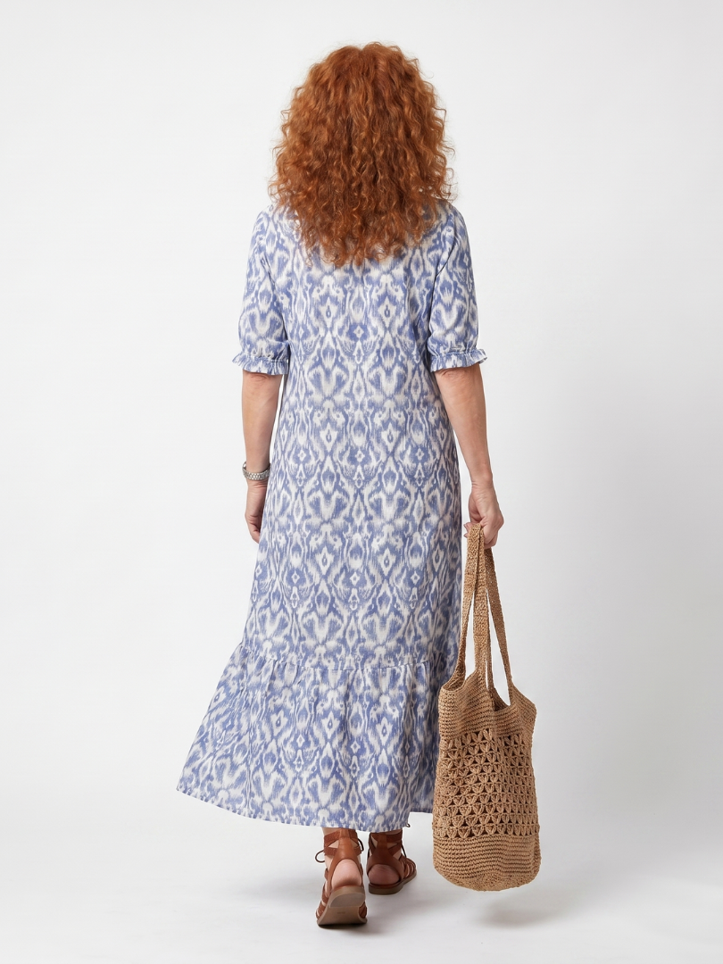 Ottiline™ | Chic Printed Midi Dress with Tassel Tie