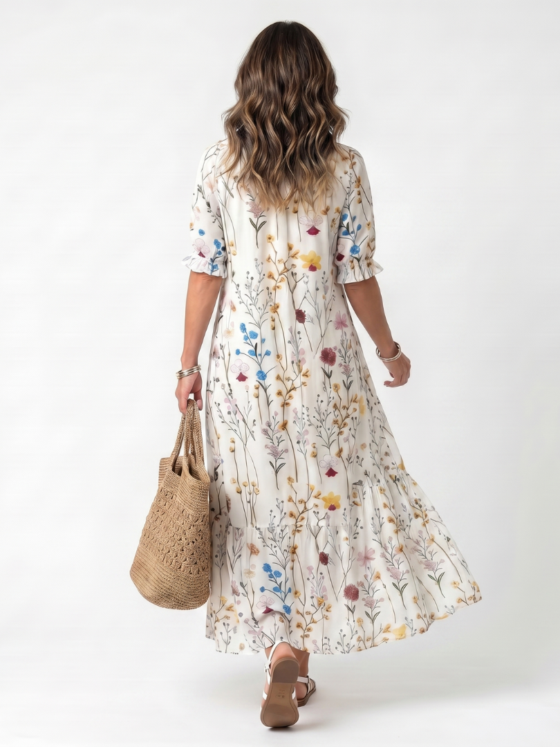 Sylvie™ | Graceful Botanical Midi Dress