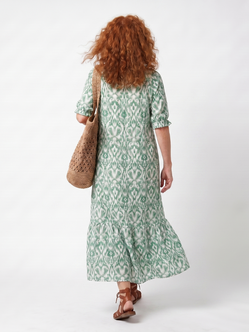 Isabella™ | Chic Patterned V Neck Midi Dress