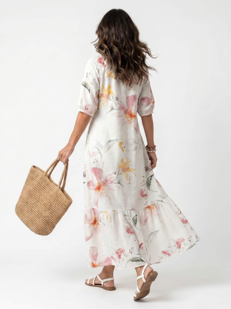 Clara™ | Delicate Floral Midi Dress for Effortless Elegance