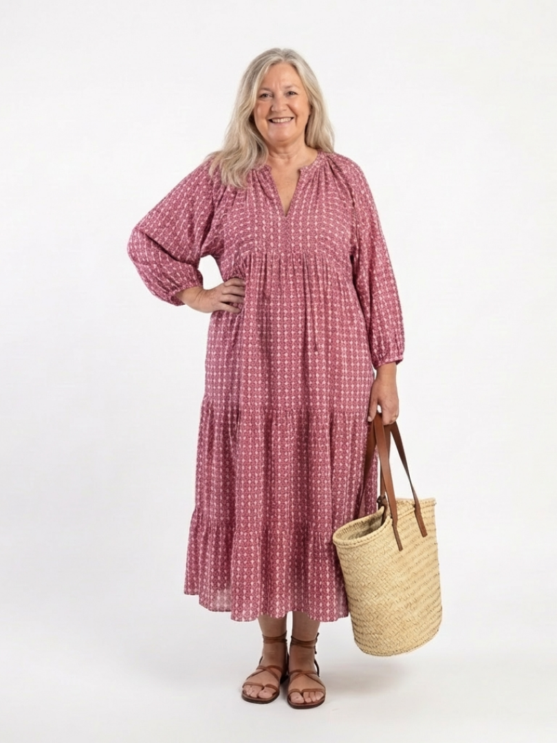 Isabelle™ | Chic Geometric Print Midi Dress