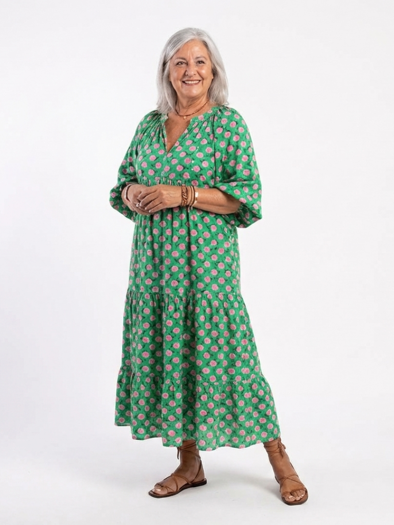 Genevieve™ | Chic Floral Tiered Midi Dress