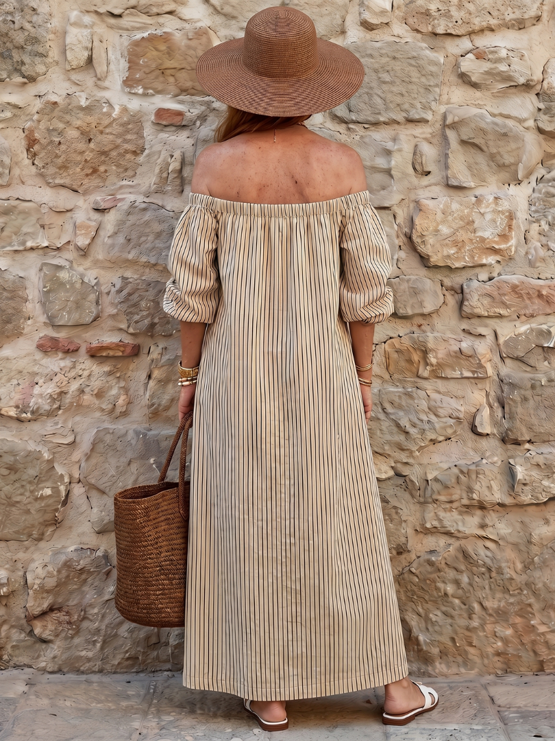 Lavinia™ | Chic Off-Shoulder Midi Dress for Effortless Elegance