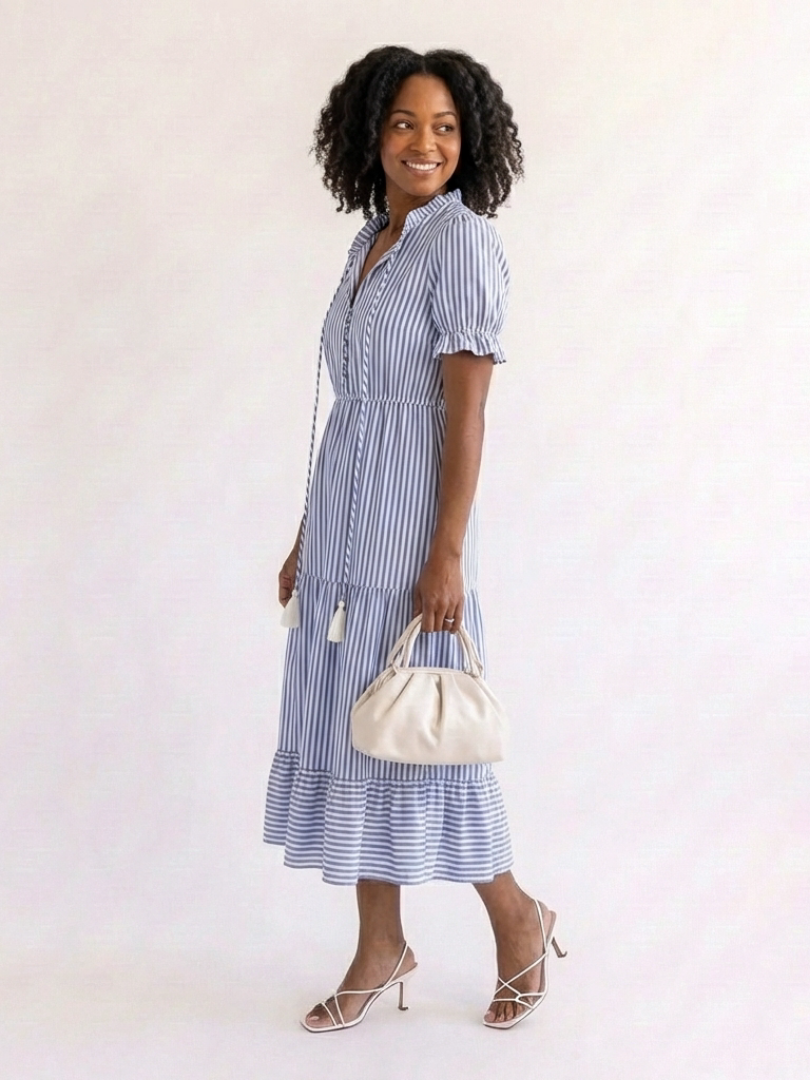 Lila™ | Chic Striped Midi Dress for Effortless Elegance