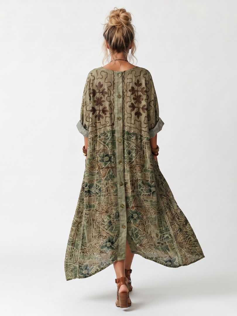 Lila™ | Chic Embroidered Midi Dress