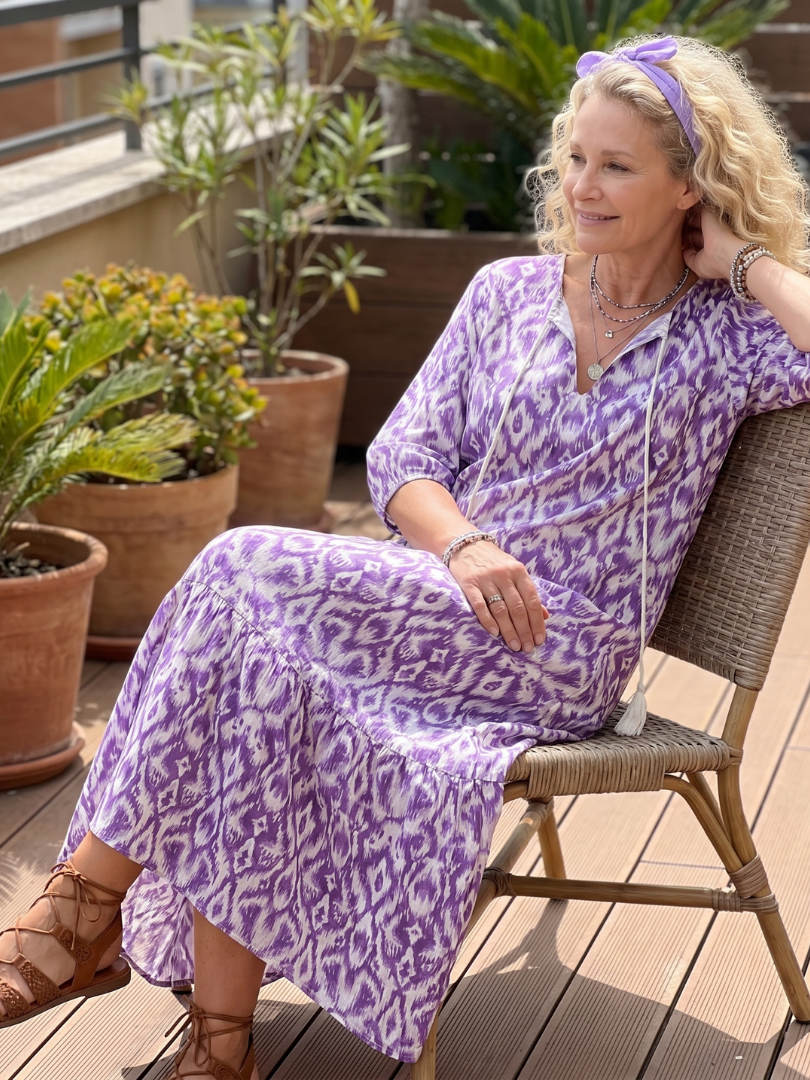 Penelope™ | Chic Printed Midi Dress with Tassels