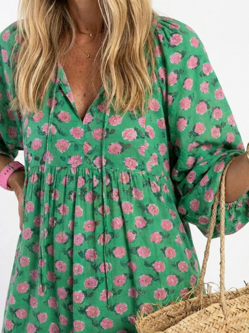 Genevieve™ | Chic Floral Tiered Midi Dress