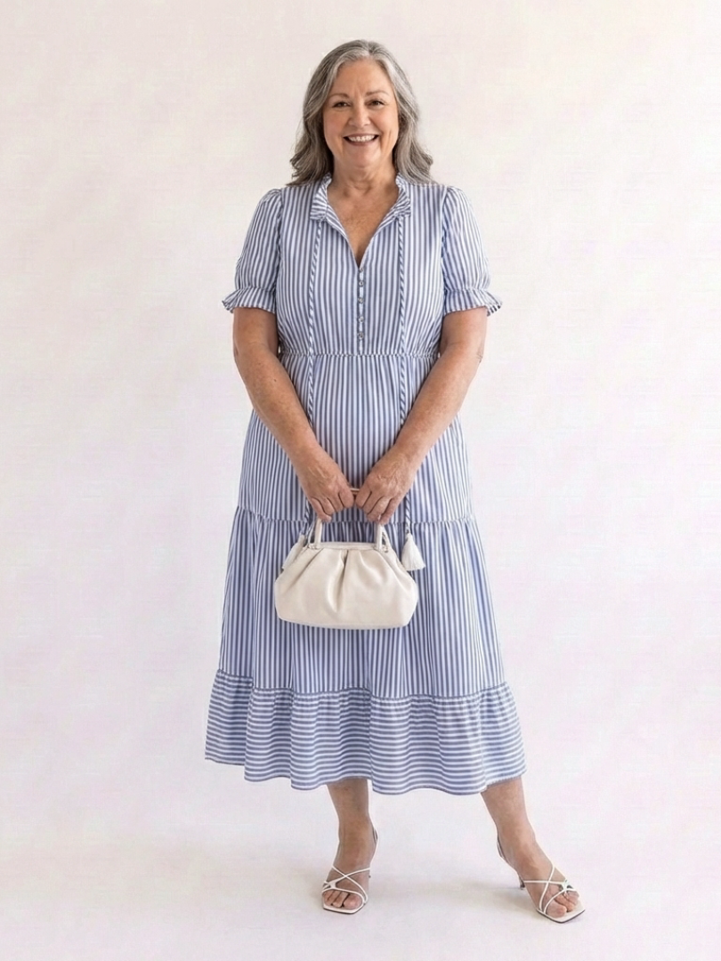 Lila™ | Chic Striped Midi Dress for Effortless Elegance