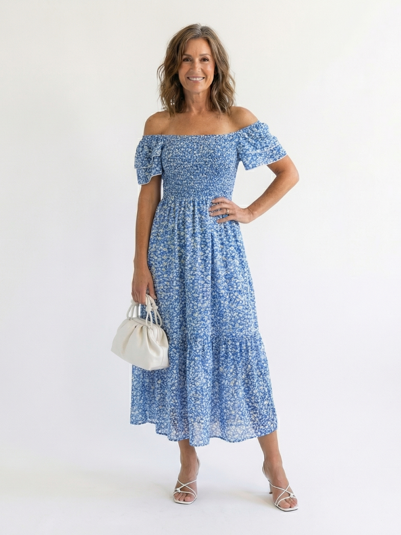 Odette™ | Chic Off-Shoulder Floral Midi Dress