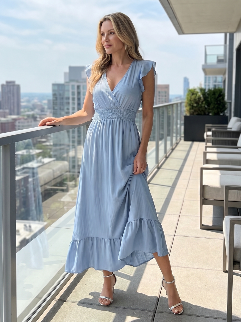 Lila™ | Charming Ruffle Sleeve Midi Dress