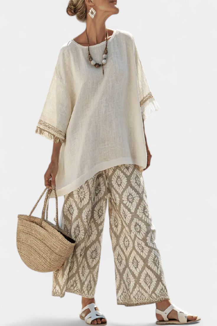 Isabella™ | Chic Cotton Blend Ensemble for Effortless Elegance