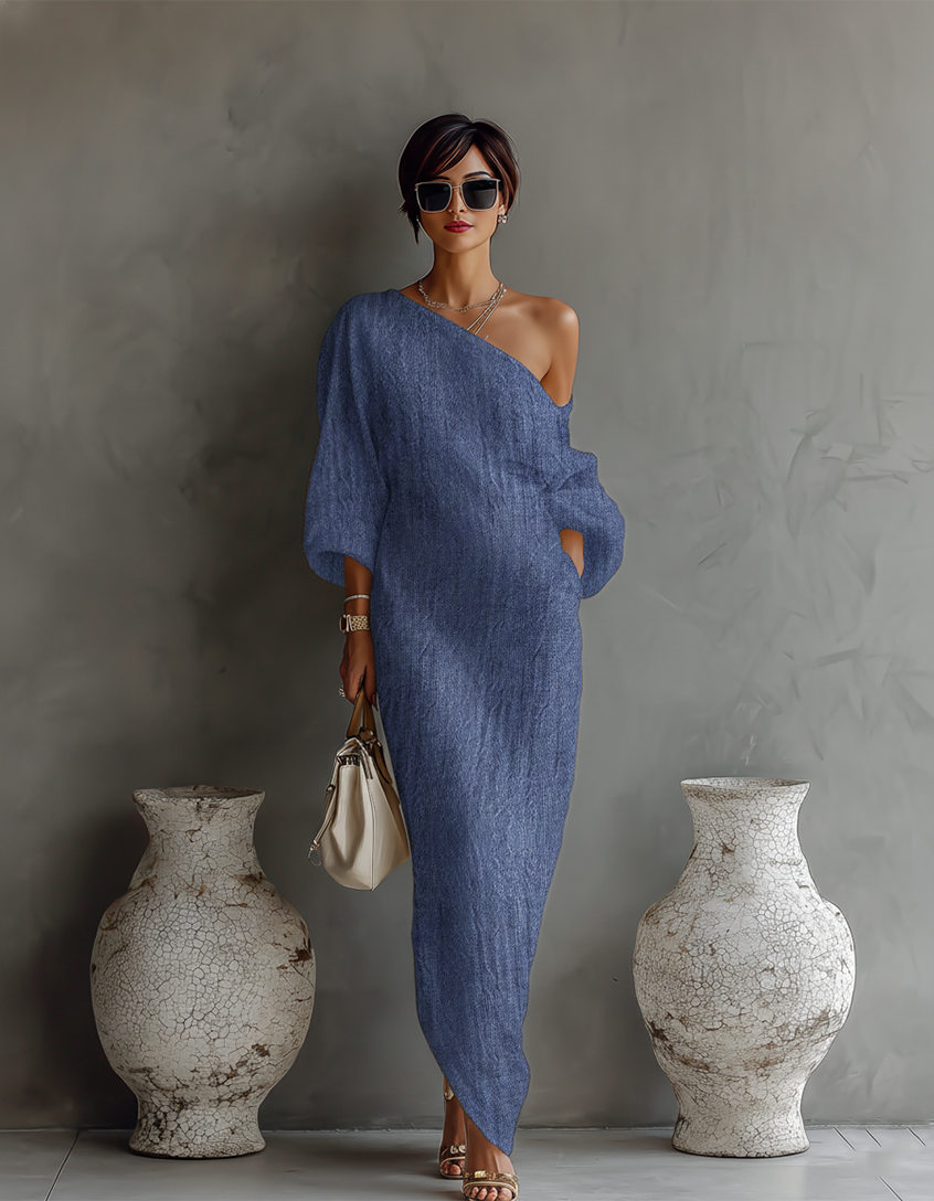 Clara™ | Graceful Off-Shoulder Linen Dress