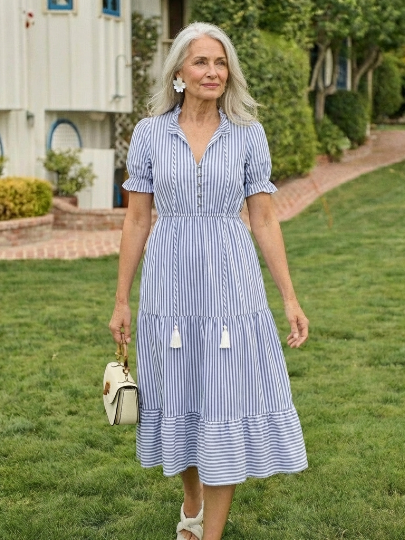 Lila™ | Chic Striped Midi Dress for Effortless Elegance