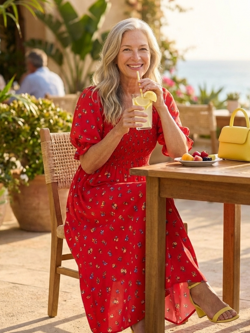 Delphine™ | Chic Floral Midi Dress for Effortless Elegance