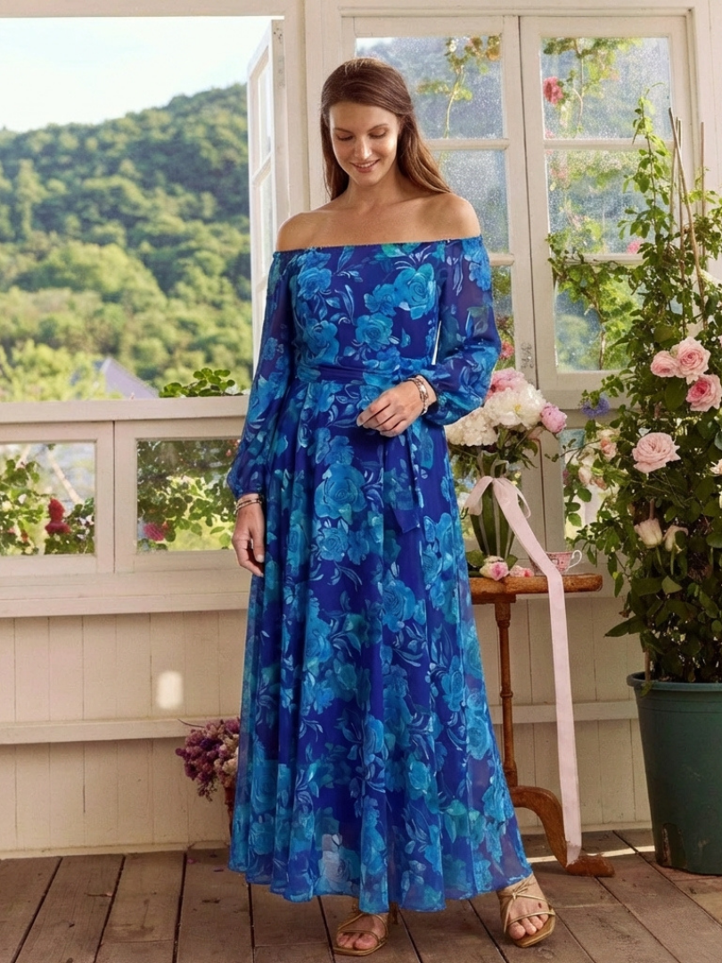 Isabella™ | Romantic Floral Off-Shoulder Maxi Dress