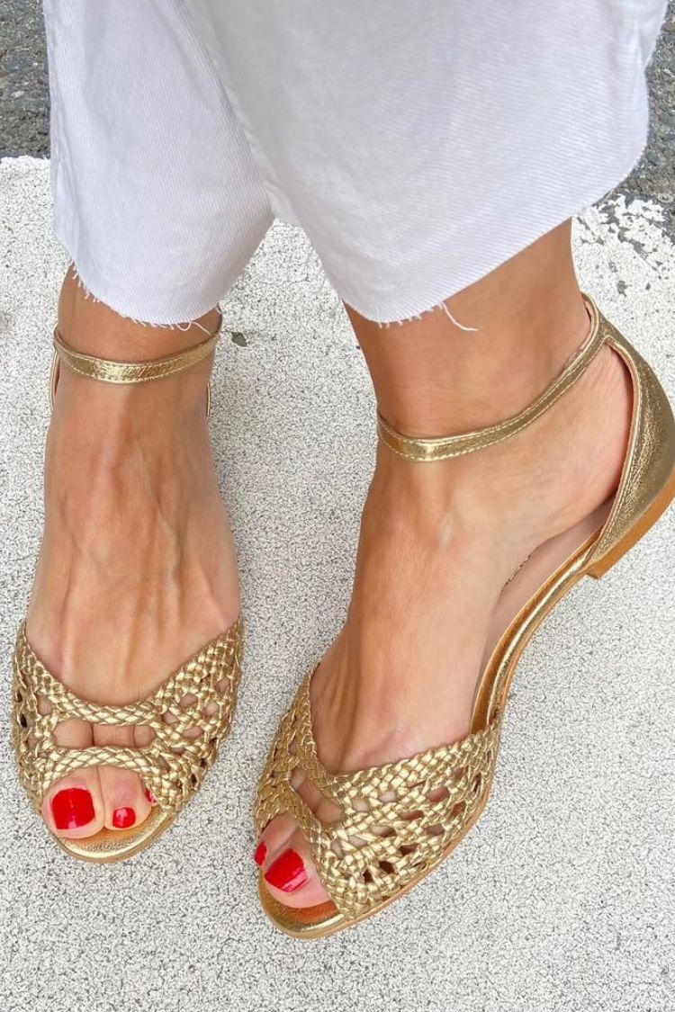 Isadora™ | Chic Woven Gold Sandals for Effortless Elegance