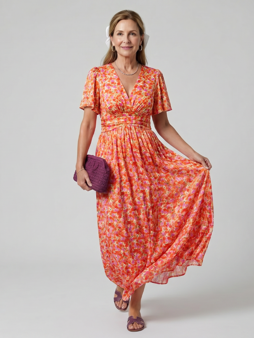 Cecily™ | Charming Floral Midi Dress for Effortless Elegance