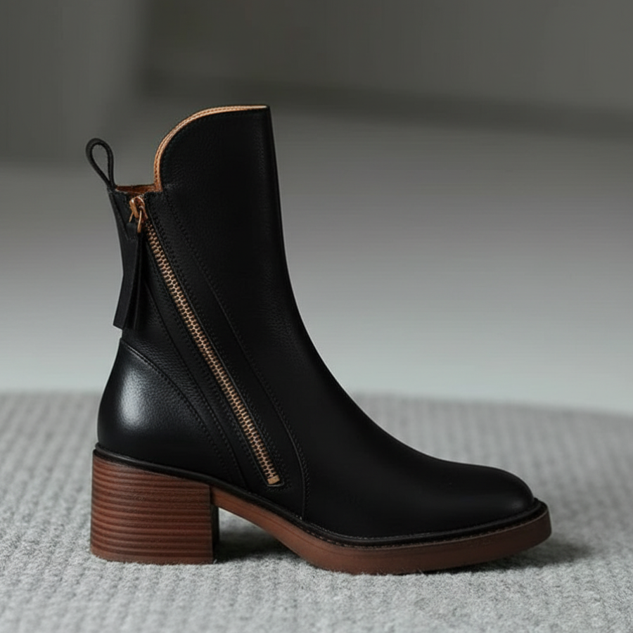 Lucia™ | Chic Leather Ankle Boots for Sophistication
